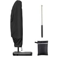 Housse de Protection pour Parasol Deporte 3m 4m, Housse de Parasol Déporté avec 1,4m de Long Fermeture Éclair, Protection pour Parasol Deporte avec Tige Télescopique, 280x30/80/45 cm