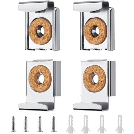 Fixation Miroir, 4 Pcs Supports de Miroir avec Chevilles et Vis, Fixation de Miroir en Verre pour Salle de Bain, Toilettes, Salon (1/5)