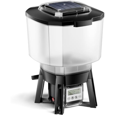 CFF-206 Distributeur Automatique Alimentaire Solaire - 275 x 252 x 420 mm/capacité 6 l - pour Nourriture de Poissons - programmable 1-6 Repas par Jour