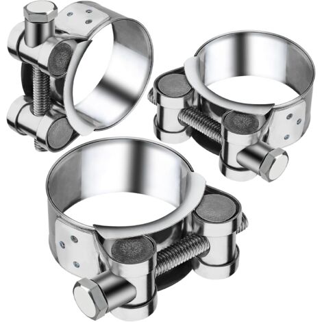 Collier Echappement 64-67mm Manchon Echappement 3 Pièces Collier Echappement Moto D'échappement Pinces Turbo Collier de Serrage Inox Tuyaux Gaines Ventilation pour Accessoires de Tuyaux D'échappement (1/5)