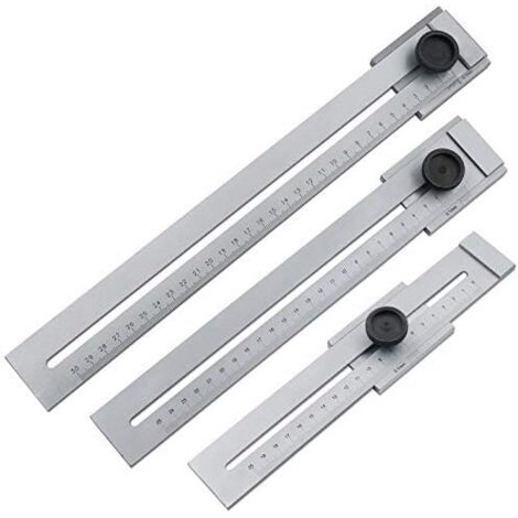 Jauge de marquage en acier inoxydable de 0 à 300 mm, outils de mesure pour le travail du bois, calibre de marquage du métal, gris clair (1 pièce) (1/5)