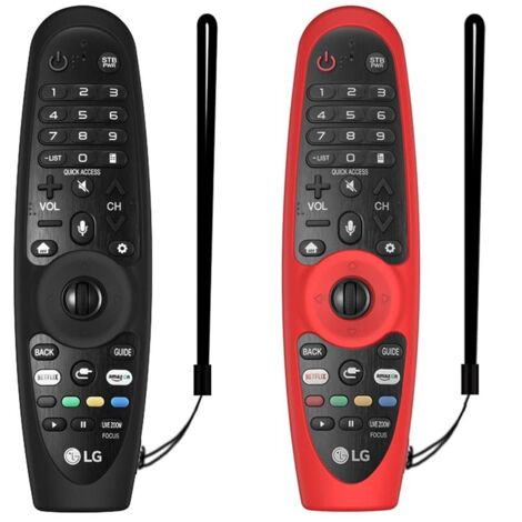 Étui de Protection 2PCS pour LG AN-MR600/MR650/MR18BA/MR19BA/MR20GA Magic Remote Control,Manchon de Télécommande en Silicone Antichoc Antidérapant avec Lanière (Schwarz + Rot)
