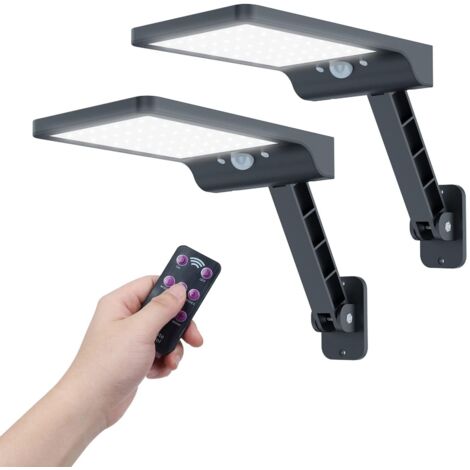 Solar Outdoor Light, LED Light with Motion Sensor with 3 Adjustable Modes IP65 Waterproof Powerful Street Lights with Remote Control (2 Pieces) (1/5)