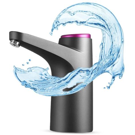Distributeur d'eau en Bouteille Automatique - Chargeur USB, sans BPA, Eau Froide, 1500mAh, Matériau Silicone, Carafes-Bouteilles 4,5L 5L 7,5L 10L 11,3L 15L 18,9L Noire (2 Adaptateurs 3.8 & 4.8cm)