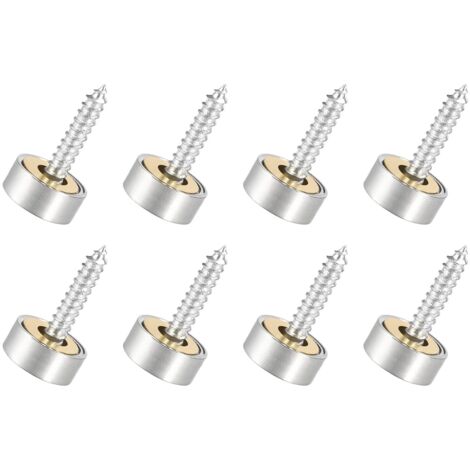 12mm Miroir Vis Cache Vis x 8PCS Brossé Inoxydable Acier Décoratif Capuchons Couvercle Attaches pour Décoratif Miroir et Signe Publicité Quincaillerie, [Argent] (1/5)
