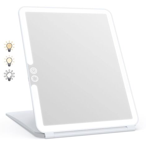 Miroir Maquillage, Miroir Maquillage Lumineux avec 72 Lumières LED, 2000mAh USB Rechargeable Miroir LED, Écran Tactile Miroir de Voyage (Blanc) (1/5)