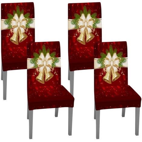 Noël Housses Couverture Décoration Cadeau Santa Chaise Table Cuisine Salle à Manger Hôtel Fêtes Nouvel an 4 PCS (1/5)