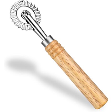 Roulette de Coupe de Pâtes et Raviolis Avec Rouleau, Roulette à Pizza en Alliage de Zinc Pour Fabrication de Nouilles et Dentelle (1/5)