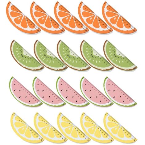 Lot de 20 règles colorées en bois - Série créative de fruits pour enfants, étudiants, bureau (1/5)