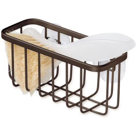 rangement évier en métal avec revêtement inoxydable - range eponge pour éponges et éponges métalliques - couleur bronze (1/5)