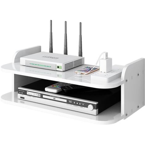 Boîte de rangement murale pour routeur TV multimédia pour décodeurs de câbles, routeurs, télécommandes, consoles de jeux et composants TV (1/5)