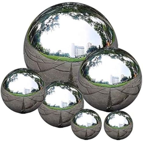 Lot de 6 Boules d'observation en Acier Inoxydable Poli Miroir 50 à 150 mm Boule réfléchissante Flottante pour décoration de Jardin