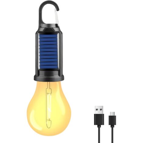 Lampe de camping LED rechargeable Lampe solaire de camping avec 3 modes de luminosité, lumière de camping étanche pour camping, panne de courant, urgence, pêche, aventure (1 paquet) (1/5)