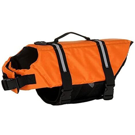 Dog Life Jacket Safety Coat Swimming Life Jacket for Flotation with Handle for Small Dog Large Dog Orange M (1/5)