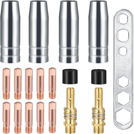 19 Pièces Accessoires MIG MB15AK, Buse de Gaz de Contact de Torche de Soudure, D'outils de Soudage Consommables pour Soudeurs Adaptés à la Torche (Embout de Guide-fil M6 0,8 mm) (1/5)