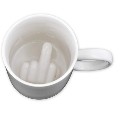 350 ml Tasse à café Doigt du Milieu Tasse en céramique Cadeau Nouveauté - Blanc doigt d'honneur (1/5)