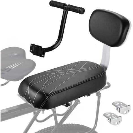 Coussin de Siège Arrière pour Vélo,Vélo Pièces Accessoires Sièges,y Compris Coussin et Dossier, Accoudoirs de Repose Pieds, Mains Courantes pour Enfant Ou Adultes