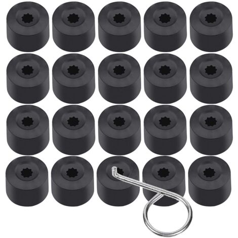 20pcs 17mm Écrou de Roue Capuchon Boulon Couvre Universel Hexagonal Pneu Écrou Couvre Boulon Couverture Voiture Roue Caps Noir avec Outil de Démontage (1/5)