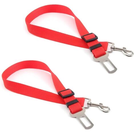 2 Pièces Ceinture De Sécurité pour Chien De Voiture, Harnais De Sécurité Chien Ajustable Voiture, Harnais Sécurité pour Chien avec Boucle, pour Toutes Les Races Chiens, Chats(Rouge)