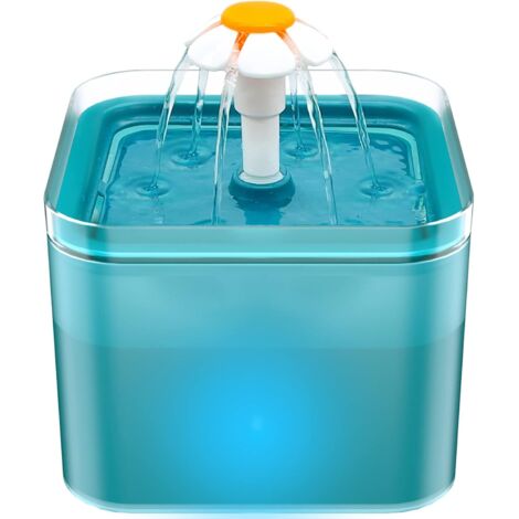 Fontaine à Eau pour Chat Ultra Silencieux, Lumière LED, 2 litres, Filtration Multiple
