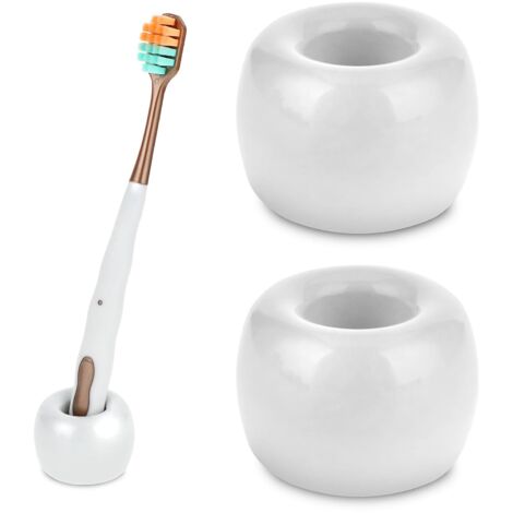 Lot de 2 mini porte-brosses à dents en céramique faits à la main pour rasoirs de salle de bain Blanc (1/5)