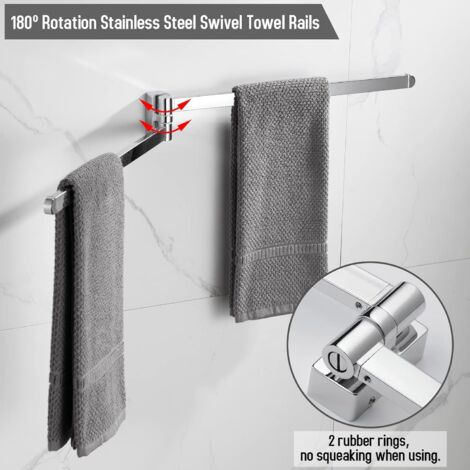 Porte-Serviettes pivotant chromé en Acier Inoxydable avec 2 Barres pivotantes (1/5)