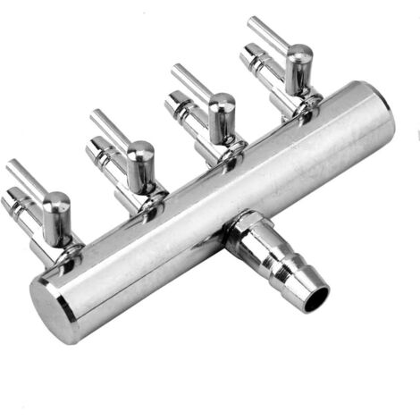 Répartiteur D'air Réglable en Acier Inoxydable pour Aquarium Valve Anti-Retour Entrée 8 mm Sortie 4 mm Séparateur De Flux D'air pour Aquarium pour Aquarium D'aquaculture Boîte à Poissons (4 Voies) (1/5)