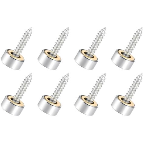 10mm Miroir Vis Cache Vis x 8PCS Brossé Inoxydable Acier Décoratif Capuchons Couverture Attaches pour Décoratif Miroir et Signe Publicité Quincaillerie, [Argent] (1/5)