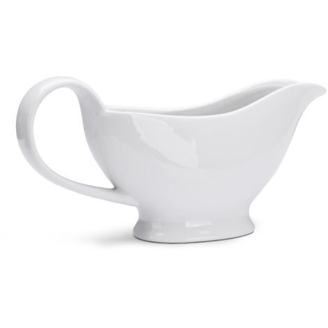 Saucière Blanche 250 ml, Pot à Sauce en Porcelaine, Petite Saucière avec Poignée Lisse, Sauciere en Céramique pour Vinaigrette, Jus de Rôti, Crème, Dîners, Restaurants, Fêtes (1/2)