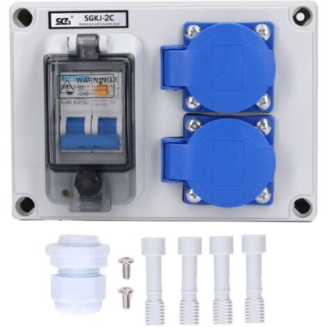 Prise murale double 200-250V – 2 prises 10-16A avec disjoncteur 40A – Protection IP54 pour extérieur – Installation facile (1/5)