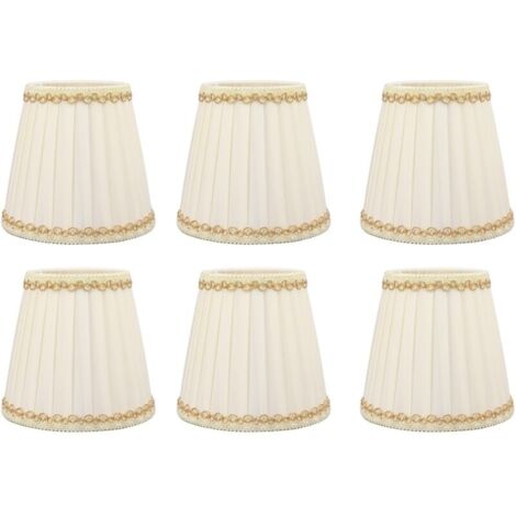 Lot de 6 petits abat-jours en tissu – Installation à clipser – Dimensions 9x14x13cm – Pour ampoules E14 – Style moderne pour bureau et salon (1/5)