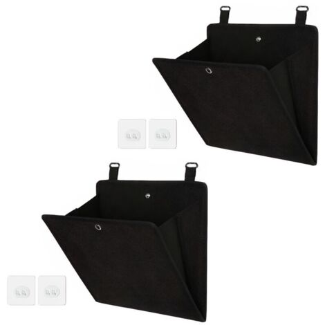 Lot de 2 sacs de rangement de porte pour chaussures. sac de rangement suspendu. multifonctionnel pour chaussures. chapeaux. accessoires. tissu Oxford. noir (26.5 x 27.5 cm) (1/5)