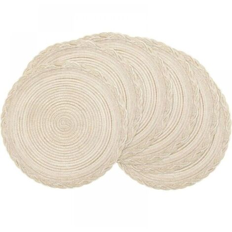 Lot de 6 sets de table ronds de 15 pouces. tressés bohèmes. en vrac. en coton. résistants à la chaleur. antidérapants (1/5)