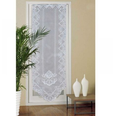 Rideau de Porte en Dentelle. 60cm x 180cm Rideaux en Voile de Fenêtre Semi Transparents. Rideau Brodé pour Décoration Maison Salon. Chambre. Blanc (1/3)