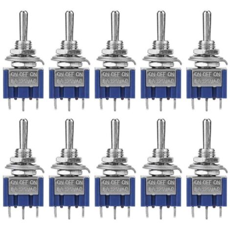 Lot de 10 interrupteurs à bascule 6A 125VAC – Interrupteur 3 positions 3 broches – Diamètre bouton 6 mm pour projets électroniques (1/5)