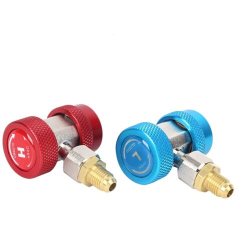 Adaptateur R134A pour climatisation – Coupleur rapide haute/basse pression 1/4 pouce – Installation sans fuite – Cuivre durable