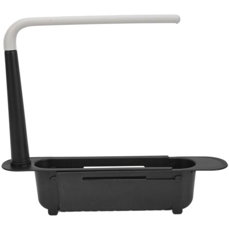 Étagère de rangement télescopique pour évier. longueur réglable. grande capacité. en polypropylène extensible. noire (1/5)