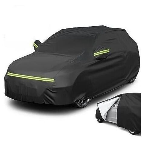 Bâche pour voiture 460x180x168cm Housse de Protection Auto Exterieur Noir Couverture Imperméable pour SUV avec Ouverte Latérale pour Cabine. Coton Respirant. Anti UV Neige Poussière