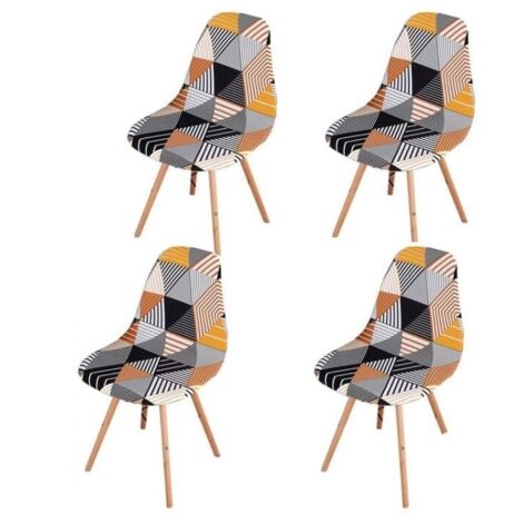 Lot de 4 housses de chaise extensibles – Tissu polyester et spandex – Résistantes à la décoloration et au boulochage – Lavables en machine (1/5)