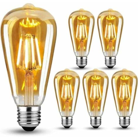 Lot de 6 ampoules E27 LED vintage 4W – Lumière blanche chaude – Filaments de haute qualité – Durée de vie 25 000 heures – Classe A++ (1/4)