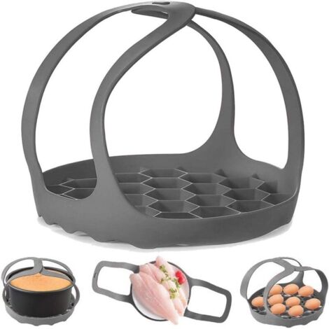 Autocuiseur Sling. Silicone Sling Bakeware 6Qt/8Qt Instantané Pot/Multi-Fonction Cooker Anti-échaudage Ustensiles de Cuisson à Vapeur Lifter Rack. Sans BPA Silicone Egg Vapeur Rack(Gris) (1/5)