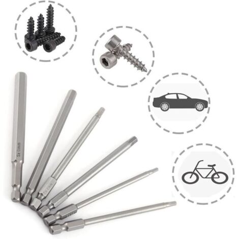 6 Embouts Magnétiques 1/4'' 100mm - Acier Trempé pour Bricolage Intensif - Compatible Perceuses (1/5)