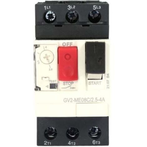 Disjoncteur moteur GV2-ME08C 2.5-4A – Protection électrique – Plastique ignifuge – Capacité de rupture élevée (1/5)