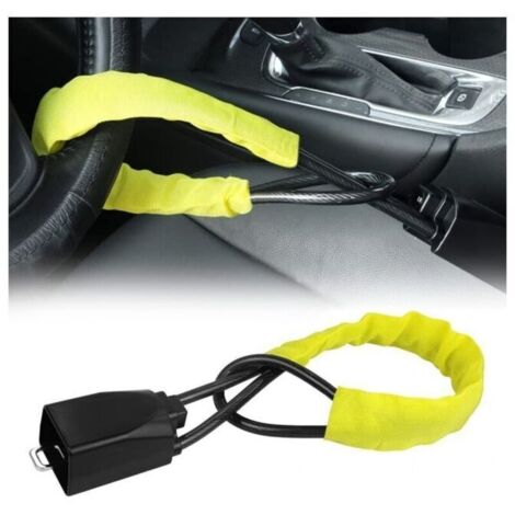 Antivol voiture serrure volant bloque – Haute sécurité avec câble acier tressé – Double antivol volant et ceinture – Ajustement universel 33 cm (1/5)