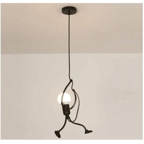 Lustre suspendu moderne noir – Dimensions D 26 × H 140 cm – Culot E27 – Métal pour chambre enfant – Ampoule non incluse (1/5)