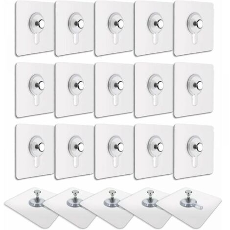 20 Pcs Accroches Tableau sans Percer. Fixation Cadre sans Percer. Accroche Cadre sans Percer Adhesif Imperméable Amovible Autocollant Anti-trace. Crochet Tableau Adhésif Transparent (1/4)
