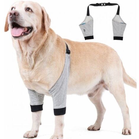 (Gris. M) Protecteur de coude pour chien manchon de jambe avant réglable animal de compagnie opération blessure récupération att de protection 1 paire (1/5)