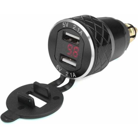 12V-24V 4.2A Voltmètre Rouge Moto Double Chargeur USB Socket pour BMW Moto - Noir uniquement aux raccords UE (1/5)