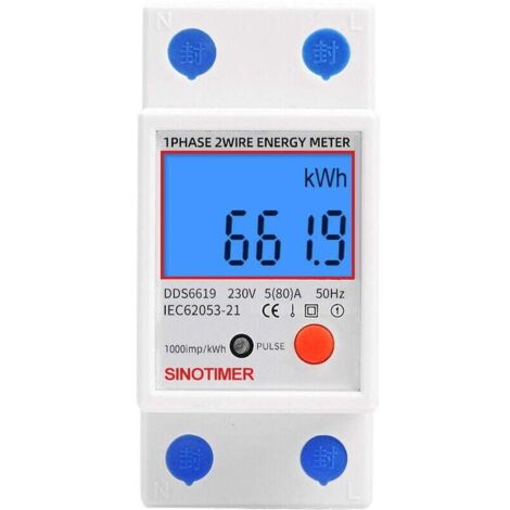 Sous compteur électrique monophasé 45A – Certifié MID pour facturation – Affichage LCD – Installation modulaire pour tableau électrique (1/4)