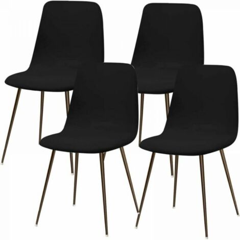 Housse de chaise extensible lot de 4 – Tissu lavable noir – Protection contre taches et usure – Décoration moderne pour salle à manger (1/5)